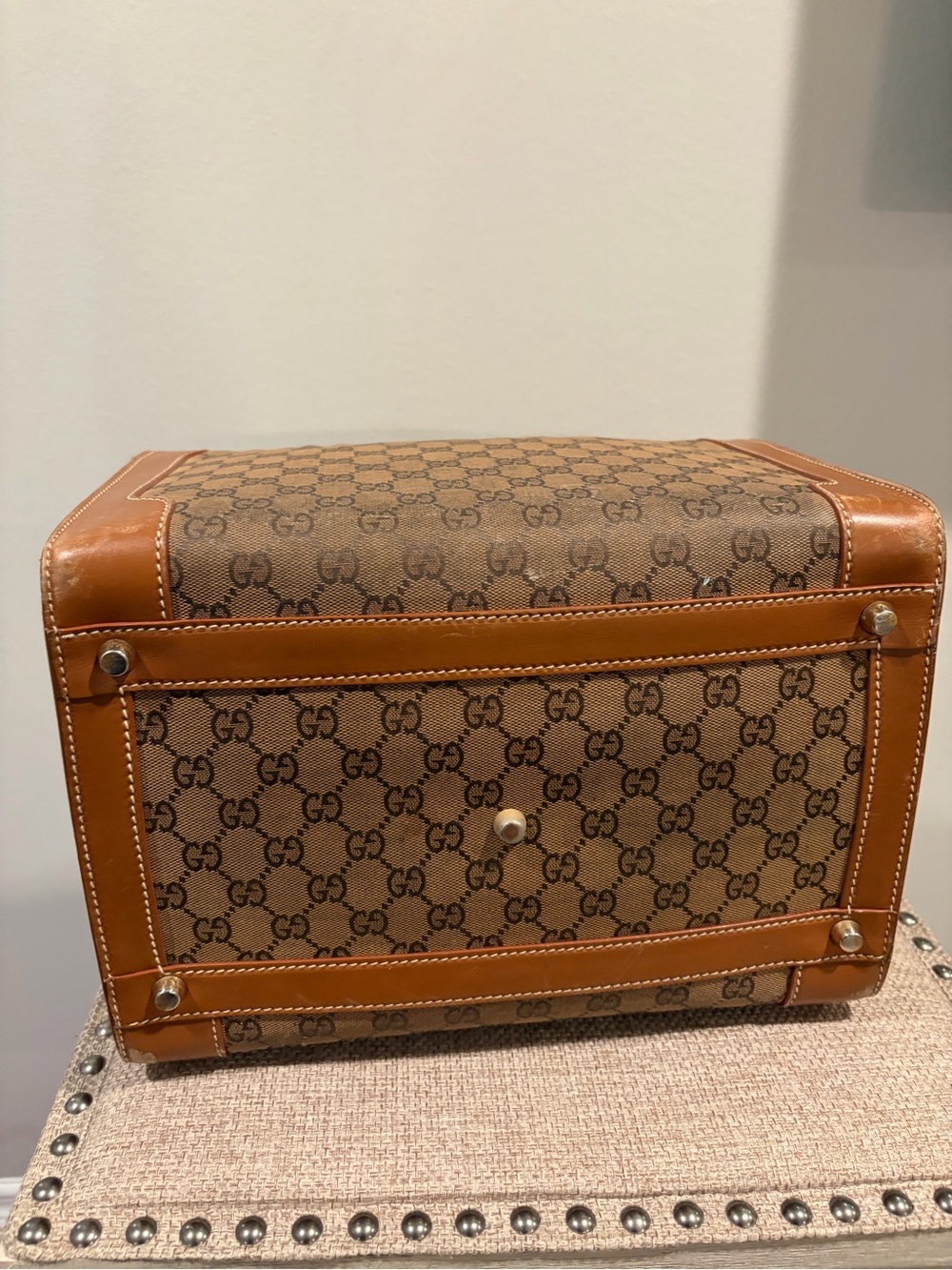 Vintage Gucci Brown Monogram Top-Handle Train Case 90s - Picture 5 of 9